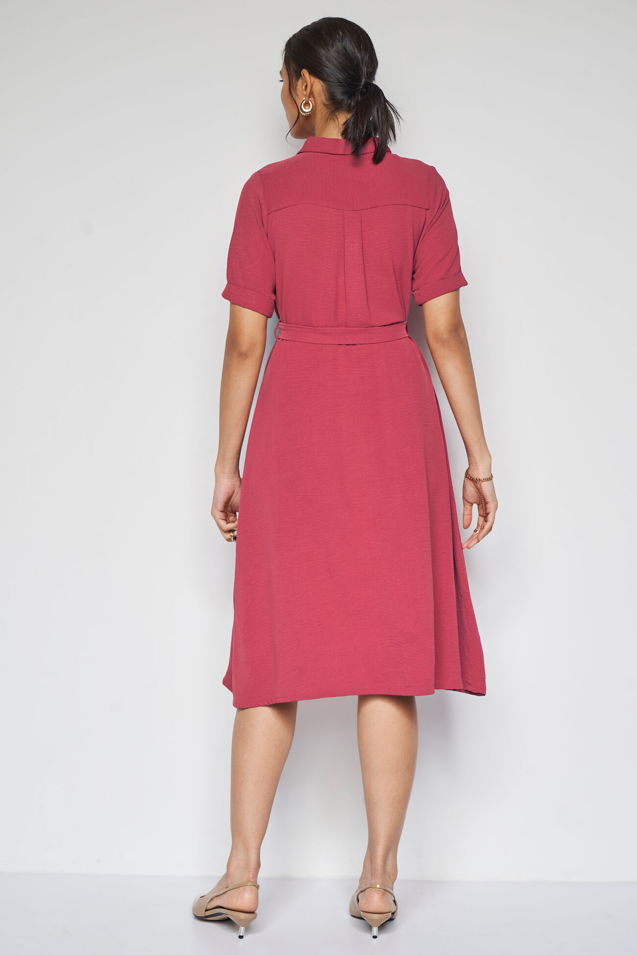 Gigi Solid Dress, Peach, image 4